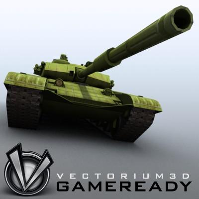 3D Model of Game-ready model of modern Chinese main battle tank ZTZ99 (Type 99) with two RGB textures: 1024x1024 for tank and 1024x512 for track and wheels. - 3D Render 0